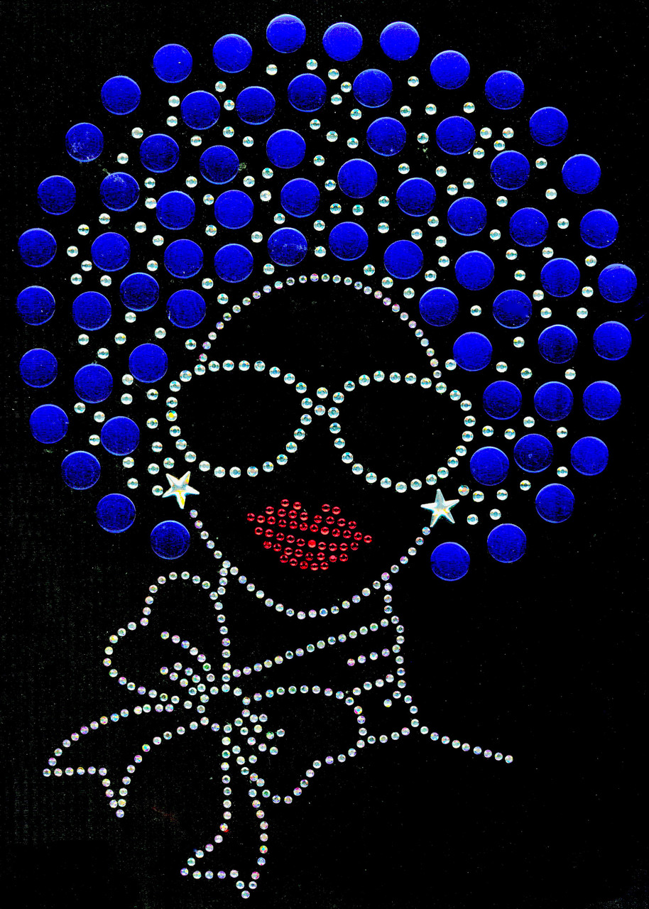 Afro Girl 13mm (cobalt) Rhinestone Transfer - Texas Rhinestone