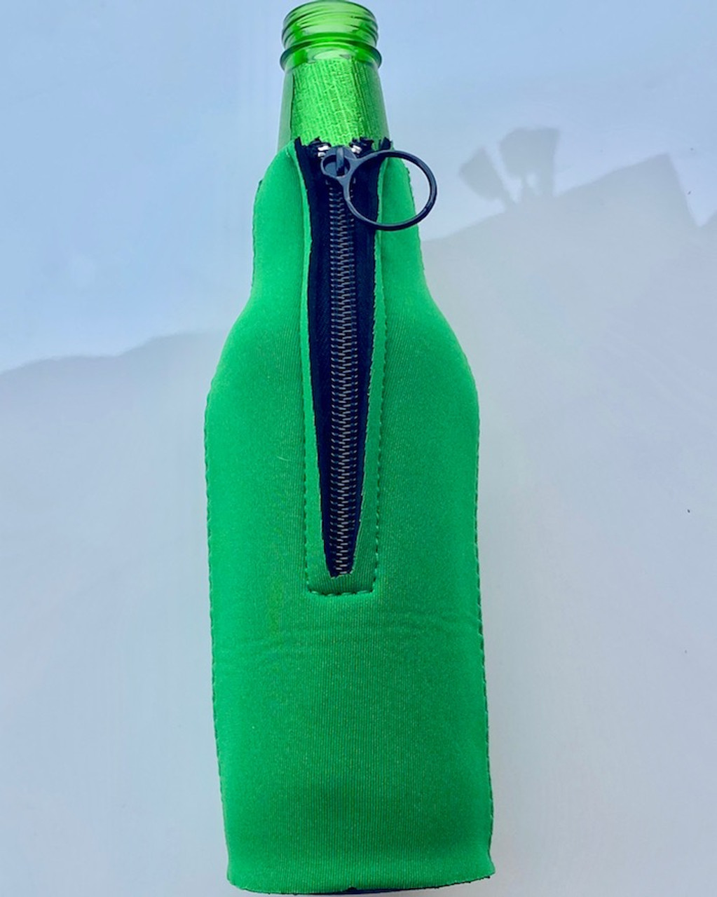 Zipper Beer Bottle Koozie (Green) - Texas Rhinestone