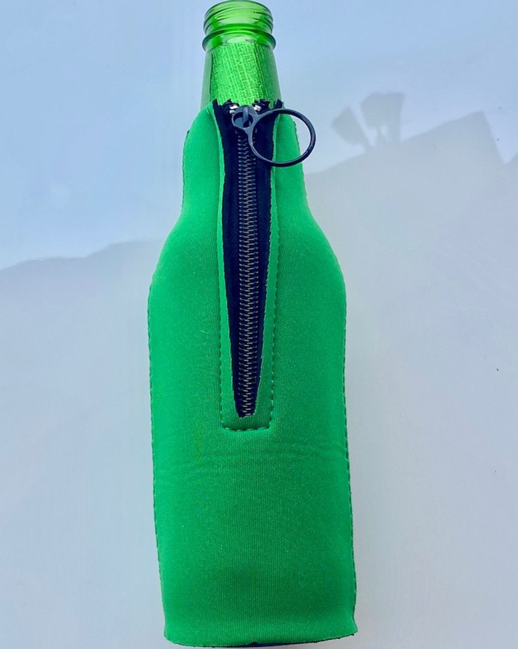 Zipper Beer Bottle Koozie (Green)