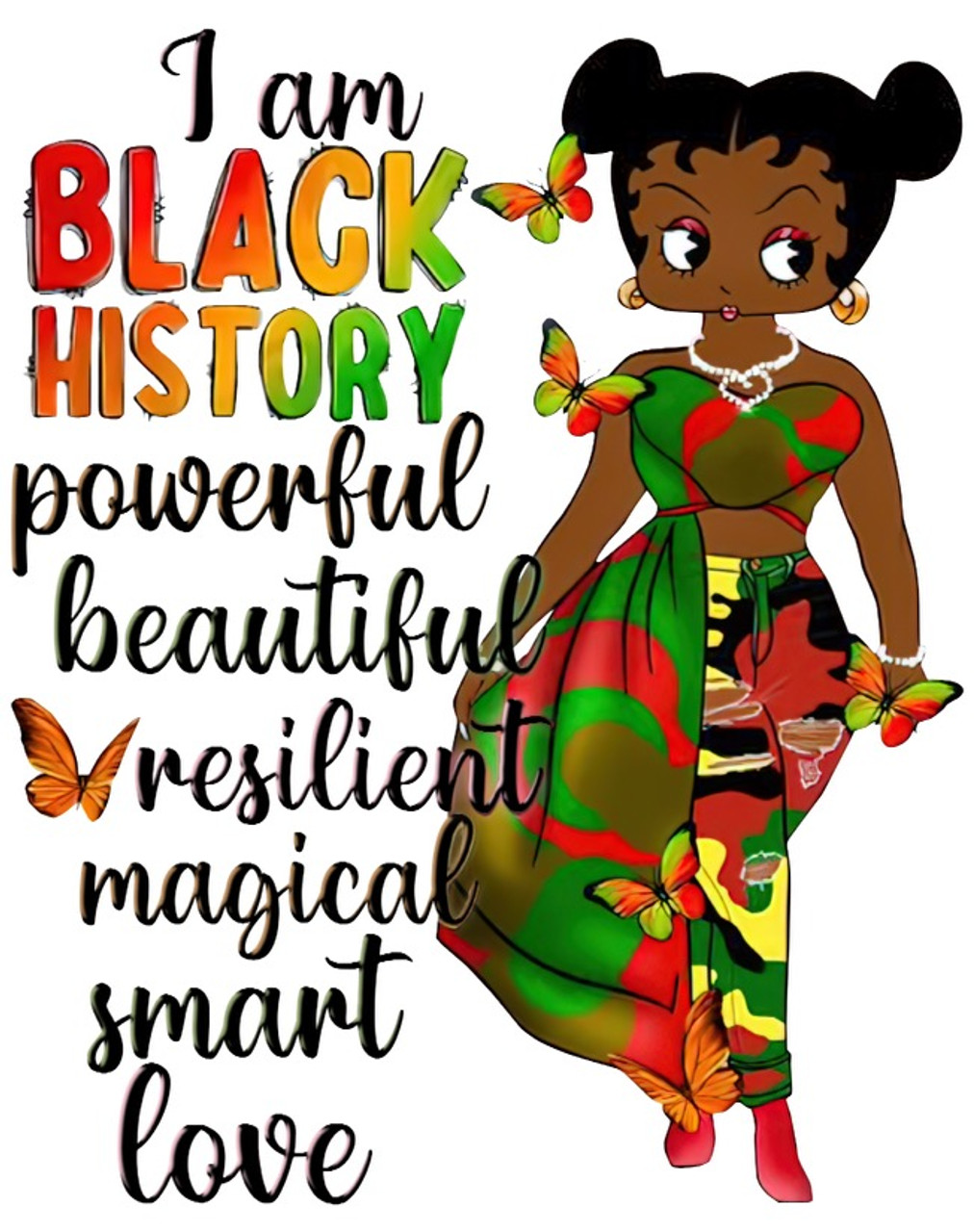 I Am Black History Betty Boop Juneteenth DTF transfer - Texas Rhinestone
