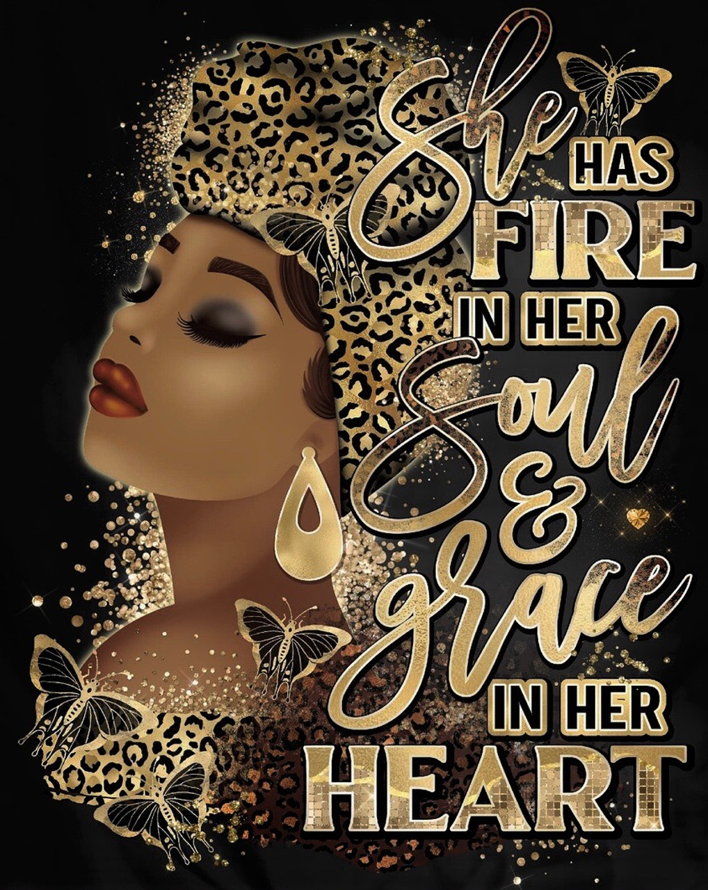 (6 Qty) (Golden) She has Fire in her Soul Golden Butterfly Girl - DTF ...