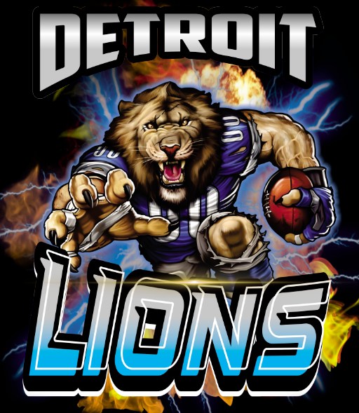 Detroit LIONS Player cartoon character custom sports DTF transfer — free download
