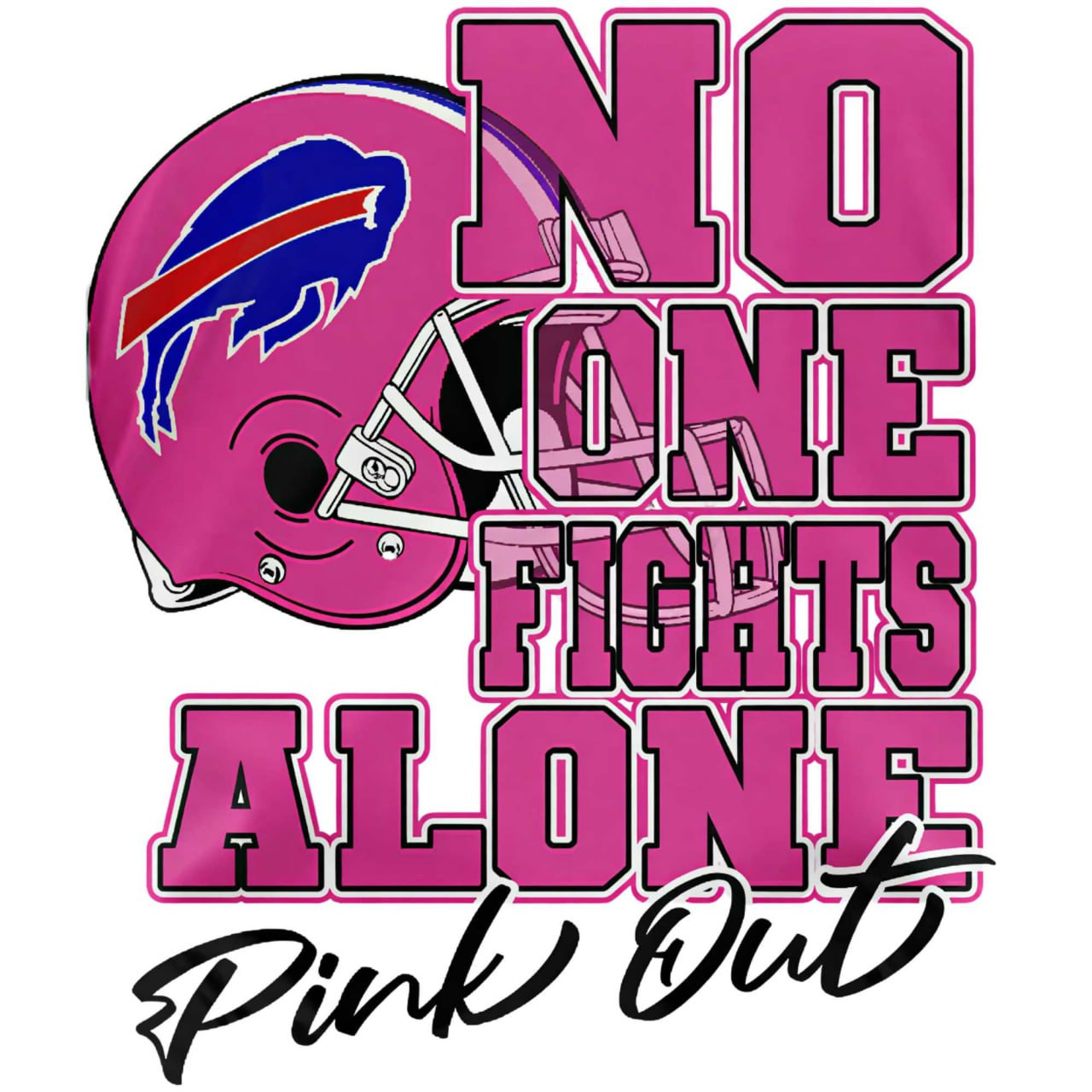 (2 Qty) Bills-No One fights aline Pink Out - custom DTF transfer ...