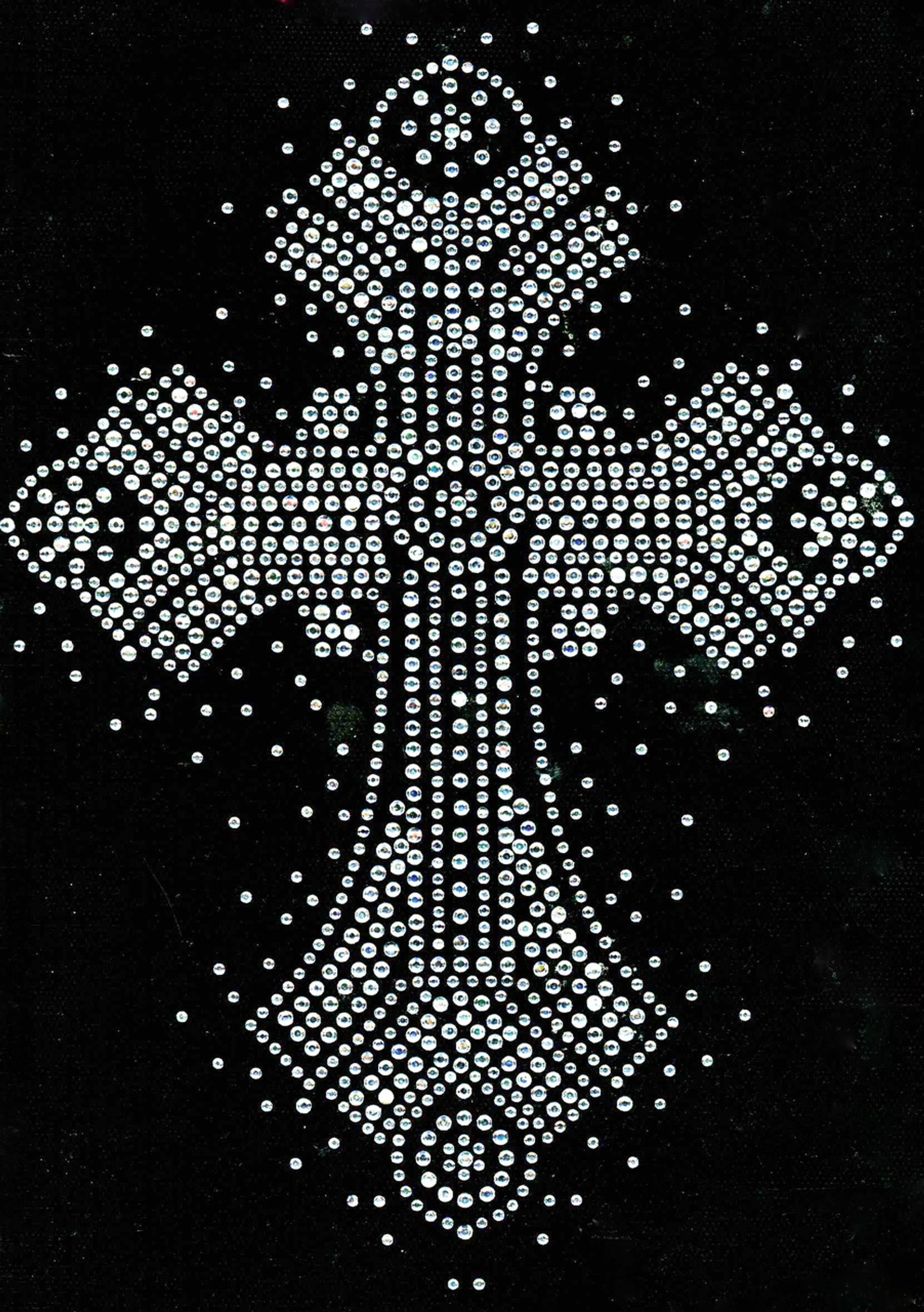 Cross Ceramic Spray Blue Religious Rhinestone transfer iron on Texas
