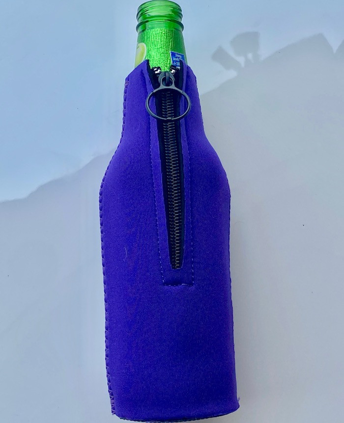 Zipper Beer Bottle Koozie (Royal Blue) Texas Rhinestone