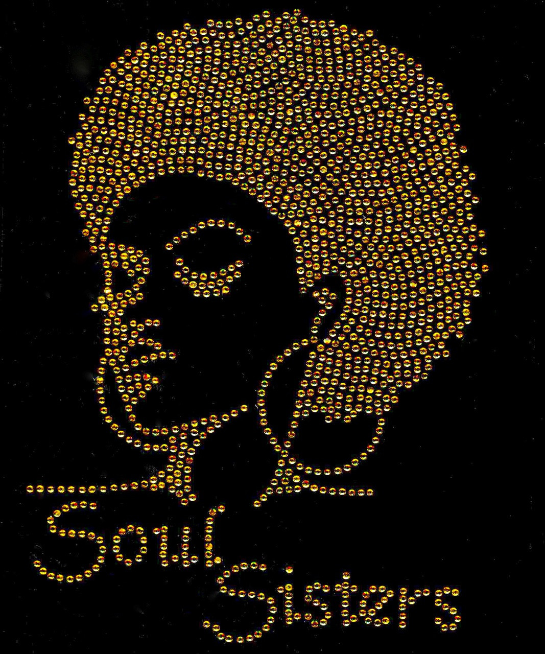 Soul Sisters Afro girl Lady (Clear) Rhinestone Transfer - Texas Rhinestone