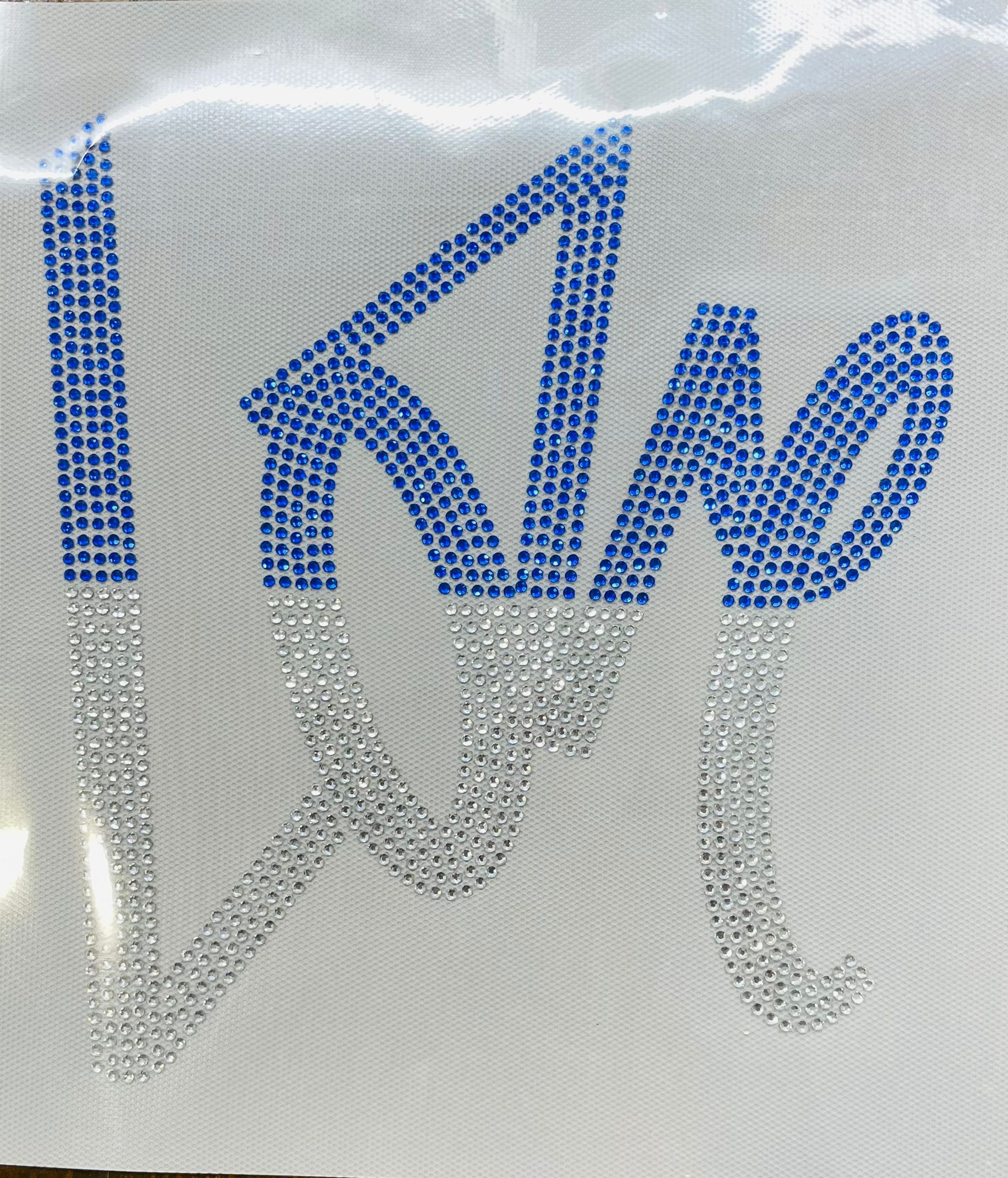 Love Zeta (New) (Half and half) Blue & Clear Rhinestone Transfer
