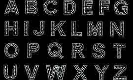 1.5" Bold Letter Alphabet Arial Font (CLEAR) Rhinestone Transfer