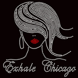Exhale Chicago Afro girl Straight hair Custom Order Rhinestone transfer