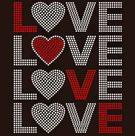 Love 4 Lines Valentine Rhinestone transfer