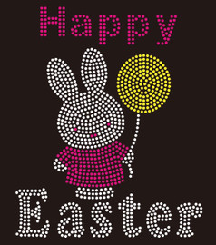 Happy Easter Bunny Rhinestone Transfer Iron on