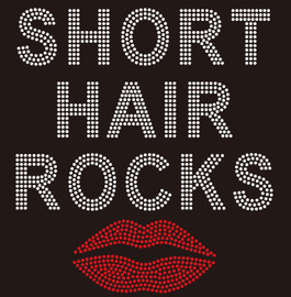 Short Hair Rocks - custom order Rhinestone Transfer