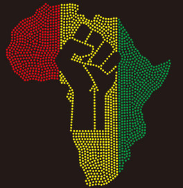 (MAP) Africa map with Fist - custom black history Rhinestone Transfer