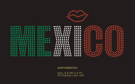 MEXICO with small lip - custom Rhinestone Transfer