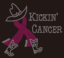 KICKIN CANCER awareness - custom Rhinestone Transfer