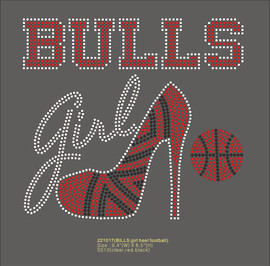 BULLS girl heel Basketball Custom Rhinestone Transfer