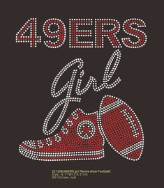 49ERS Girl Tennis Shoe - custom Rhinestone Transfer