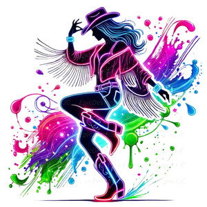 (2 Qty) Neon Dancing Girl DTF transfer