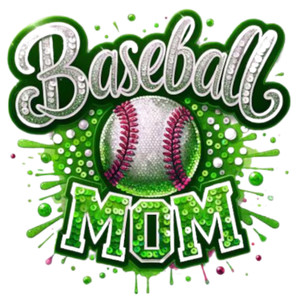 (2 Qty) Baseball Mom Green Sequence DTF transfer