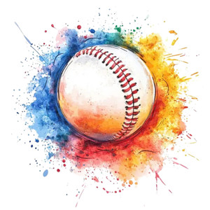 (2 Qty) Baseball Colourful Splash (Single Piece Each) DTF transfer