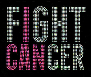 (Clear fuchsia Text) Fight Cancer Awareness Rhinestone Transfer (Clear fuchsia Text) Fight Cancer Awareness Rhinestone Transfer