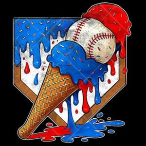 (2 Qty) Baseball Icecream Cone DTF transfer