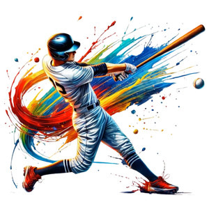 (2 Qty) Player Playing Baseball Colourful DTF transfer
