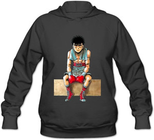 Hajime no Ippo Cartoon Boxing Characters Logo on Hooded Sweatshirt DTF