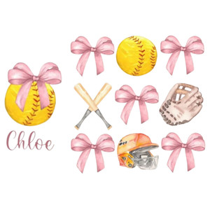 (Qty 2) Customize Name Back And Front Softball DTF transfer
