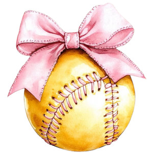(Qty 2) Softball Pink Bow DTF transfer
