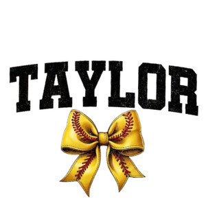 (Qty 2) Customize Name Golden Bow DTF transfer