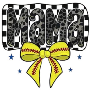 (2 Qty) Retro Mama Soft Ball Bow DTF transfer