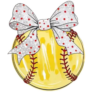 (2 Qty) Retro Soft Ball Dot Bow DTF transfer