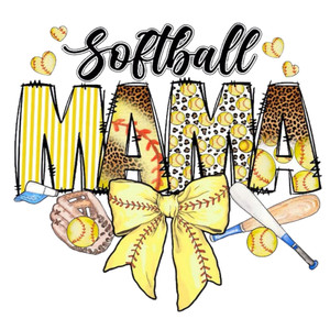 (2 Qty) Retro Soft Ball Mama DTF transfer