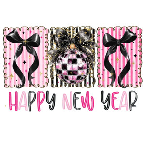 (2 Qty) 2026 Happy New Year Pink DTF transfer
