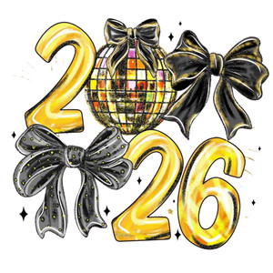 (2 Qty) 2026 Black Bow DTF transfer