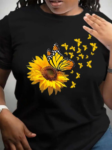 Sunflower with Butterflies - DTF transfer