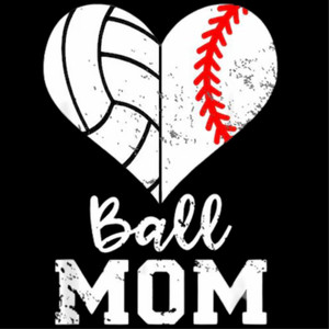 (2 Qty) Ball Mom Two Ball Heart DTF transfer