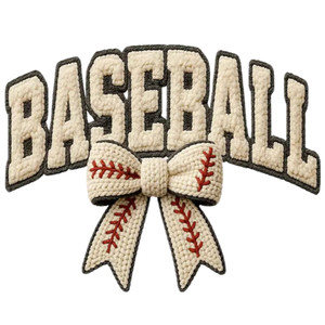 (2 Qty) Baseball Bow Yarn DTF transfer
