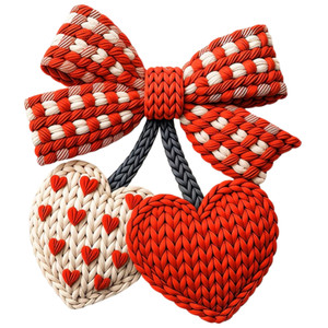 (2 Qty) Yarn Cherry Heart DTF transfer