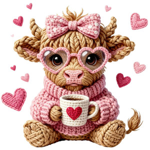 (2 Qty) Yarn Cute Cow DTF transfer