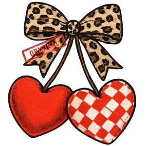(2 Qty) Cherry Hearts DTF transfer