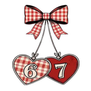 (2 Qty) Six Seven Cherry Heart DTF transfer