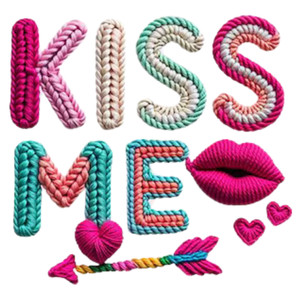 (2 Qty) Retro Kiss Me Yarn DTF transfer