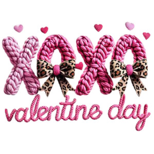 (2 Qty) Retro Xoxo Valentine Day Yarn DTF transfer