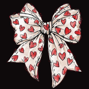 (2 Qty) Bow Hearts DTF transfer