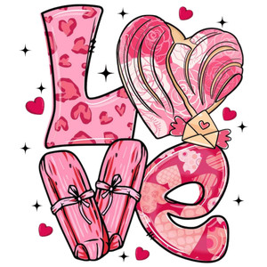 (2 Qty) Love Pink DTF transfer