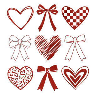 (2 Qty) Heart And Bow Red DTF transfer