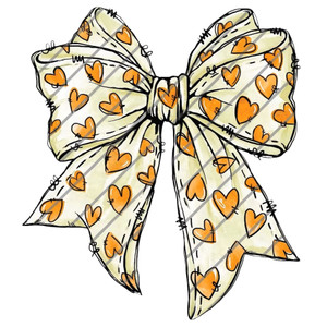 (2 Qty) Yellow Heart Bow DTF transfer