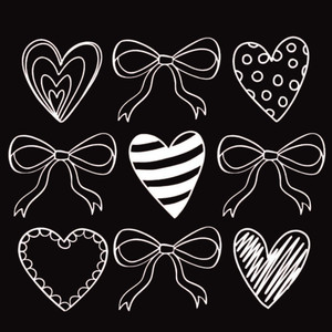 (2 Qty) White Hearts And Bow DTF transfer